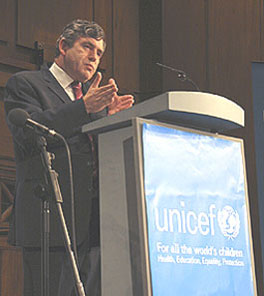 ordon Brown, Chancellor of the Exchequer, delivering the UNICEF UK Annual Lecture.