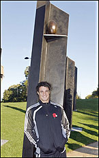 Touring All Black Daniel Carter takes in the New Zealand War Memorial at Hyde Park Corner